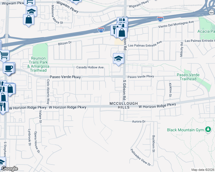 map of restaurants, bars, coffee shops, grocery stores, and more near 182 Coyote Hills Street in Henderson
