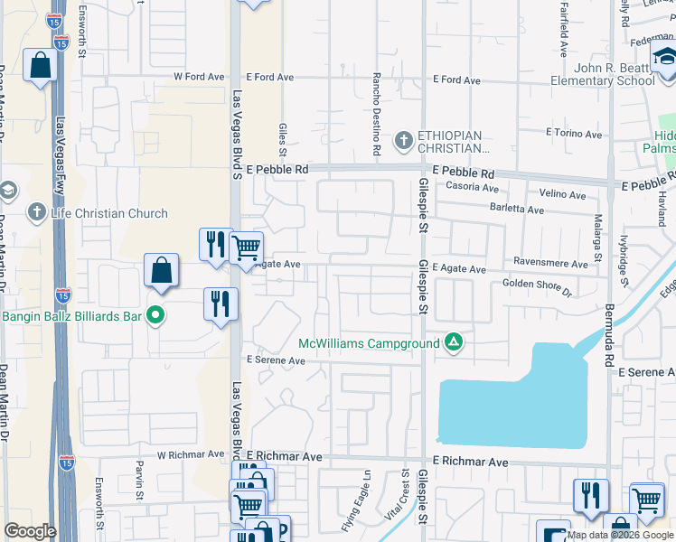 map of restaurants, bars, coffee shops, grocery stores, and more near 123 Woolman Rink Avenue in Las Vegas