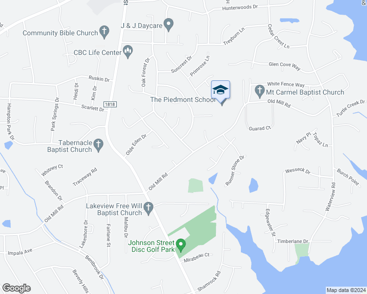 map of restaurants, bars, coffee shops, grocery stores, and more near 3505 Blairwood Street in High Point