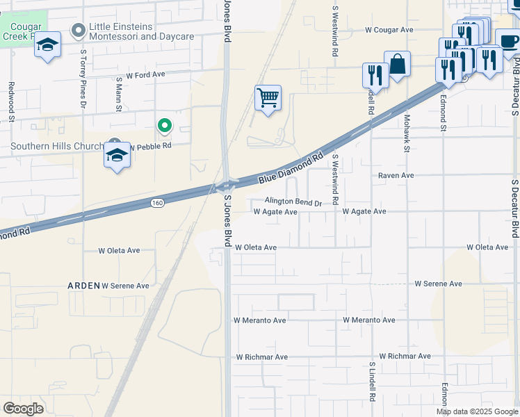 map of restaurants, bars, coffee shops, grocery stores, and more near 5982 West Agate Avenue in Las Vegas