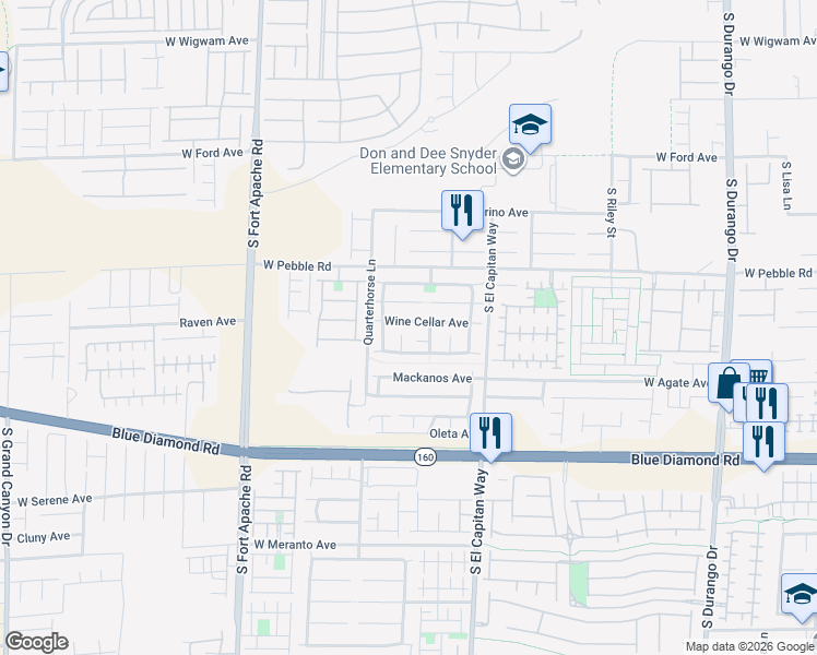 map of restaurants, bars, coffee shops, grocery stores, and more near 9038 Spring Star Court in Las Vegas