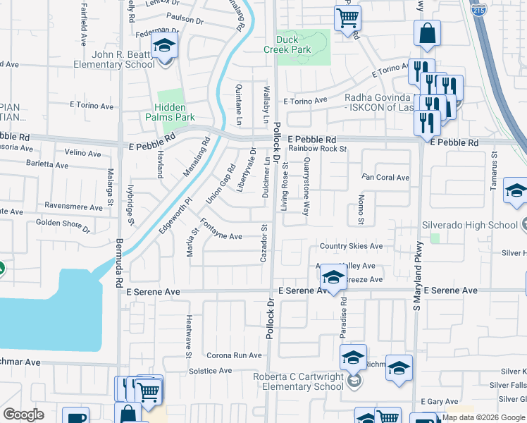 map of restaurants, bars, coffee shops, grocery stores, and more near 757 Roddenberry Avenue in Las Vegas