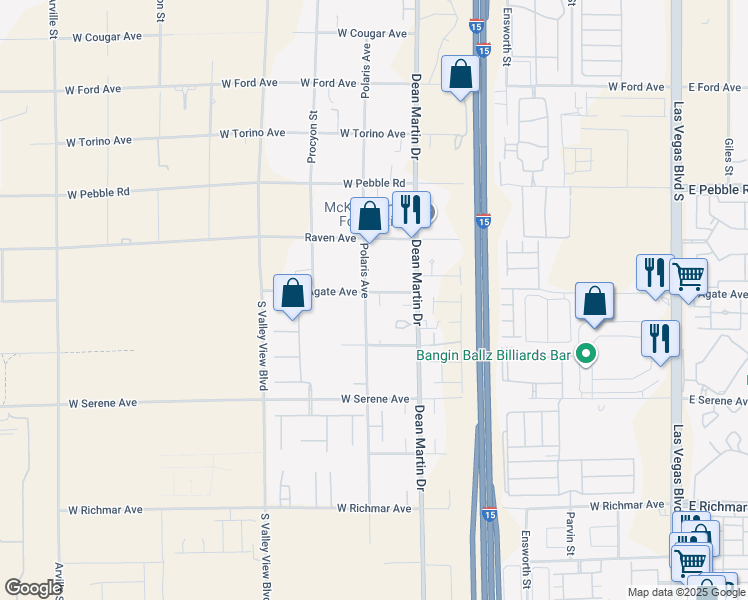map of restaurants, bars, coffee shops, grocery stores, and more near 3385 West Agate Avenue in Las Vegas