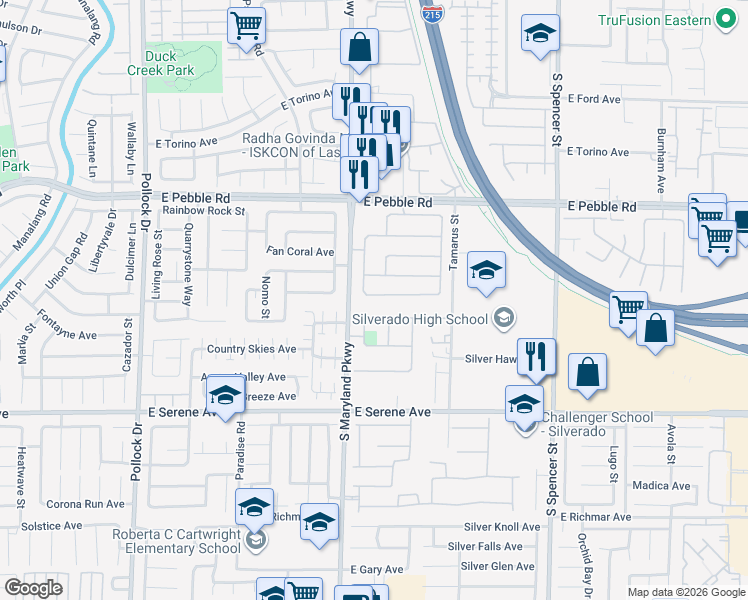 map of restaurants, bars, coffee shops, grocery stores, and more near 1232 October Oak Avenue in Las Vegas