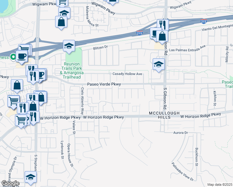 map of restaurants, bars, coffee shops, grocery stores, and more near 171 Rolling Fields Court in Henderson