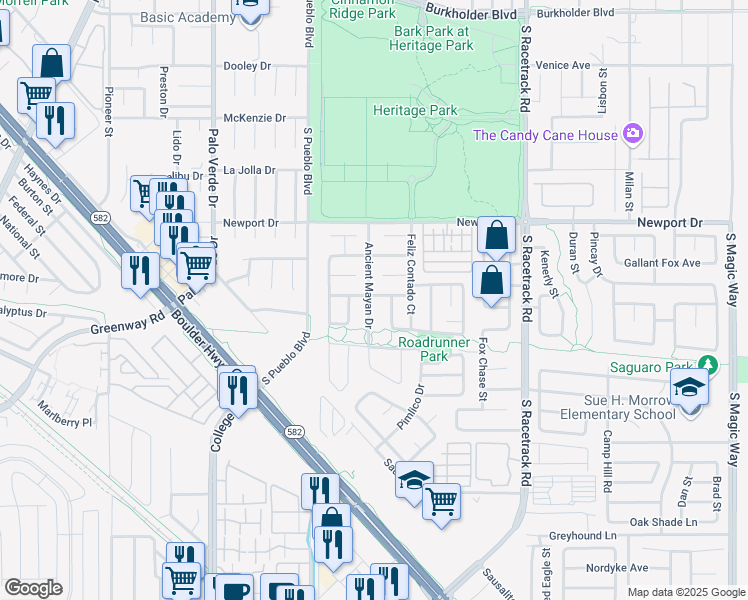 map of restaurants, bars, coffee shops, grocery stores, and more near 819 Dulce Fountain Way in Henderson