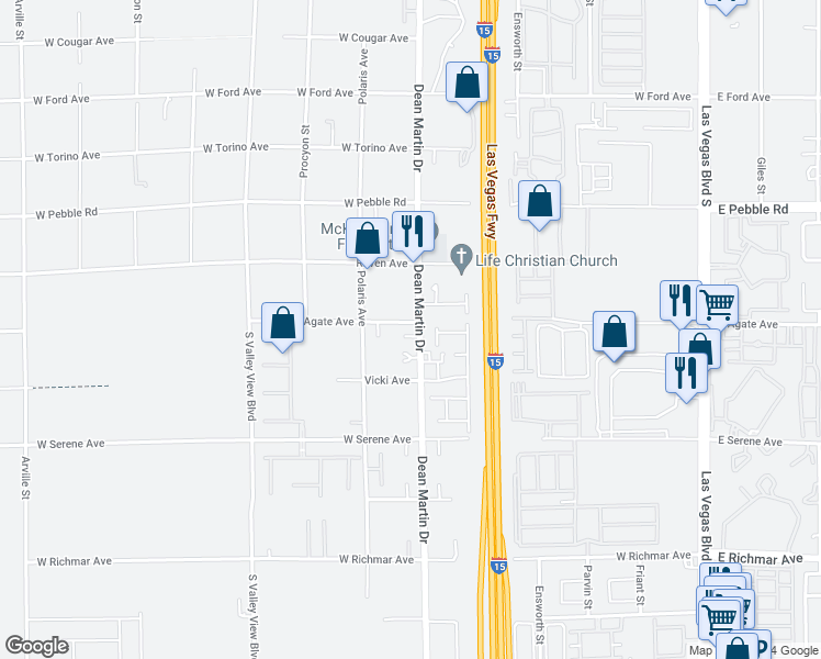 map of restaurants, bars, coffee shops, grocery stores, and more near 9107 Dean Martin Drive in Las Vegas