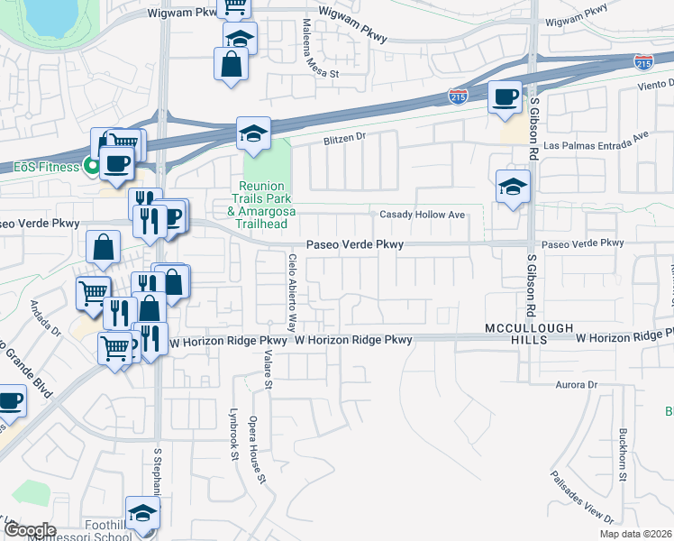 map of restaurants, bars, coffee shops, grocery stores, and more near 167 Tidewater Range Court in Henderson