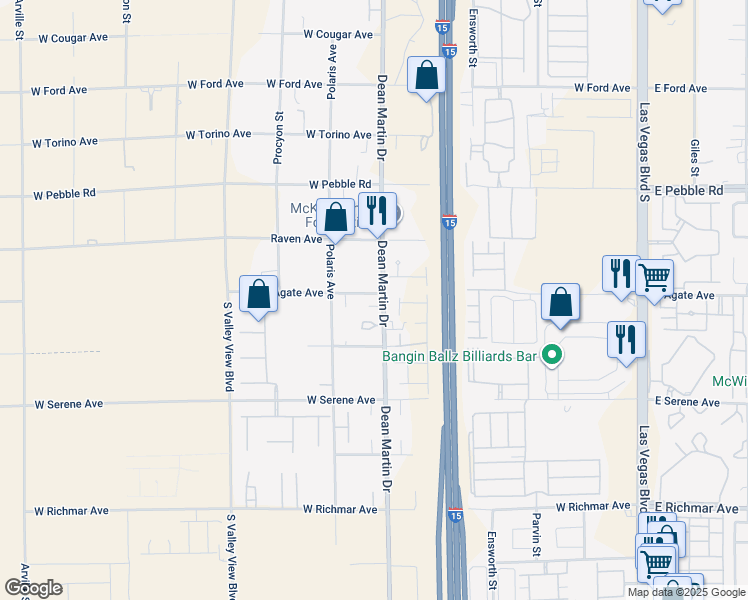 map of restaurants, bars, coffee shops, grocery stores, and more near 9107 Dean Martin Drive in Las Vegas