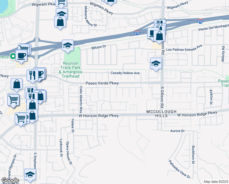 map of restaurants, bars, coffee shops, grocery stores, and more near 171 Rolling Fields Court in Henderson