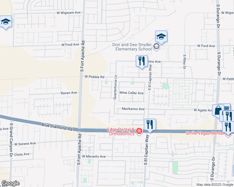 map of restaurants, bars, coffee shops, grocery stores, and more near 9005 Semillon Street in Las Vegas