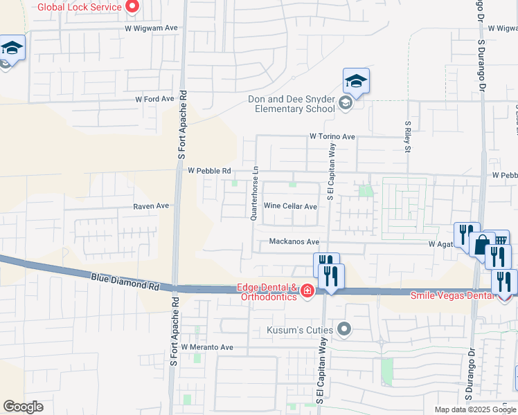 map of restaurants, bars, coffee shops, grocery stores, and more near 9005 Semillon Street in Las Vegas