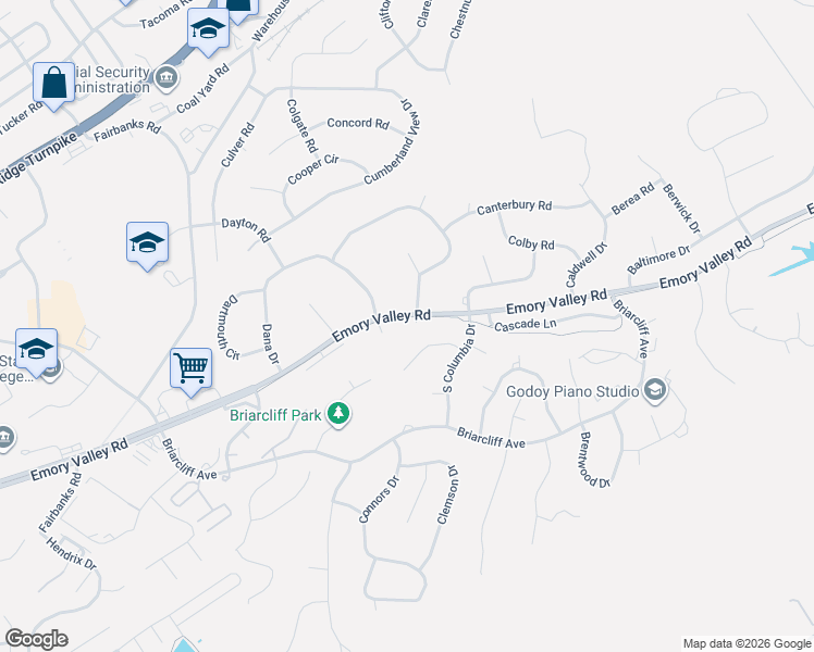 map of restaurants, bars, coffee shops, grocery stores, and more near 511 Emory Valley Road in Oak Ridge