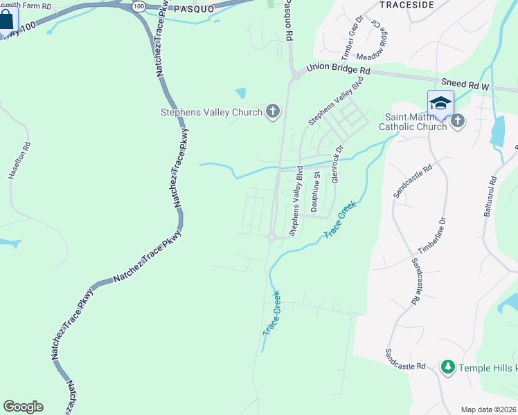 map of restaurants, bars, coffee shops, grocery stores, and more near 633-6143 Pasquo Road in Franklin