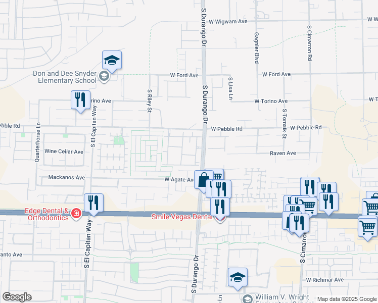 map of restaurants, bars, coffee shops, grocery stores, and more near 8985 South Durango Drive in Las Vegas