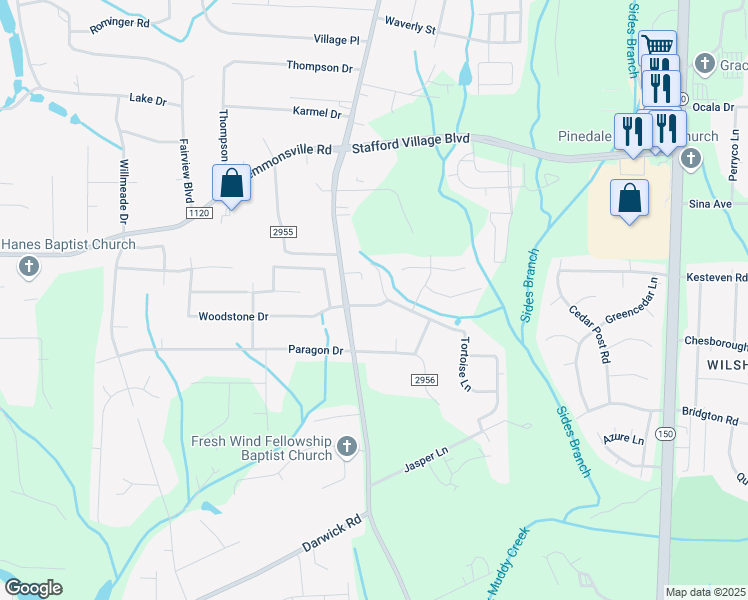 map of restaurants, bars, coffee shops, grocery stores, and more near 145 Meghan Elizabeth Lane in Winston-Salem