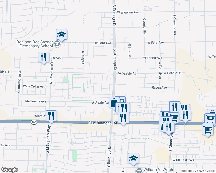 map of restaurants, bars, coffee shops, grocery stores, and more near 8985 South Durango Drive in Las Vegas