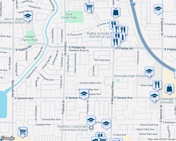 map of restaurants, bars, coffee shops, grocery stores, and more near 988 Hollandsworth Avenue in Las Vegas