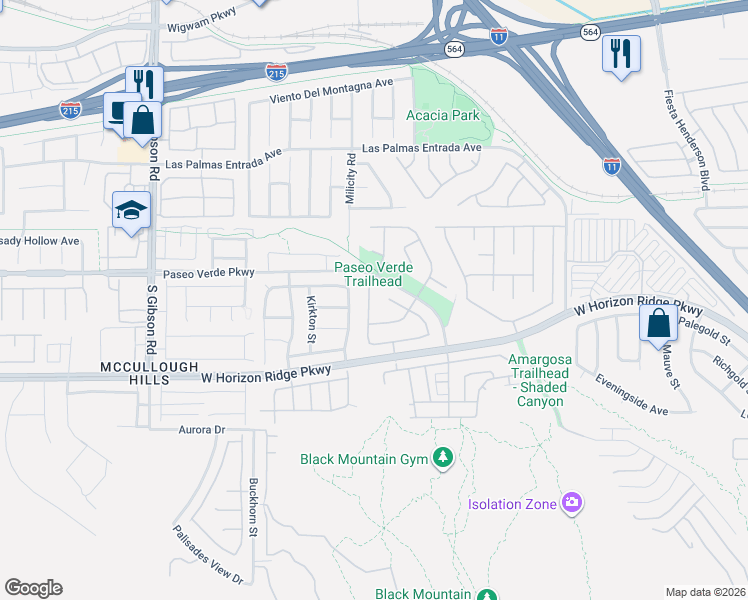map of restaurants, bars, coffee shops, grocery stores, and more near 186 Shaded Peak Street in Henderson