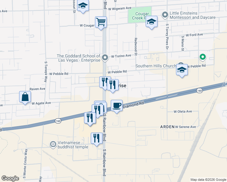 map of restaurants, bars, coffee shops, grocery stores, and more near 9037 Knots Estate Street in Las Vegas