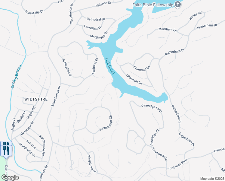 map of restaurants, bars, coffee shops, grocery stores, and more near 29 Claremont Circle in Crossville
