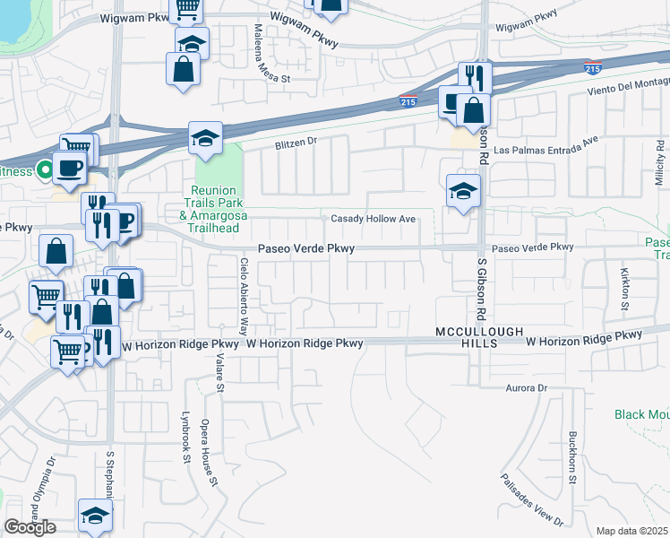 map of restaurants, bars, coffee shops, grocery stores, and more near 166 Rocky Star Street in Henderson