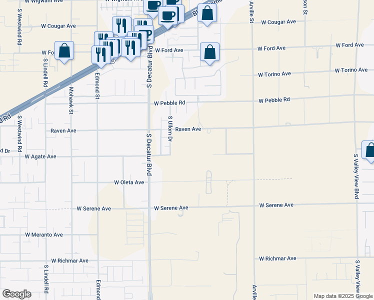 map of restaurants, bars, coffee shops, grocery stores, and more near 4740 West Agate Avenue in Las Vegas