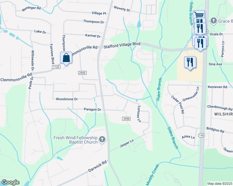 map of restaurants, bars, coffee shops, grocery stores, and more near 141 Tortoise Lane in Winston-Salem