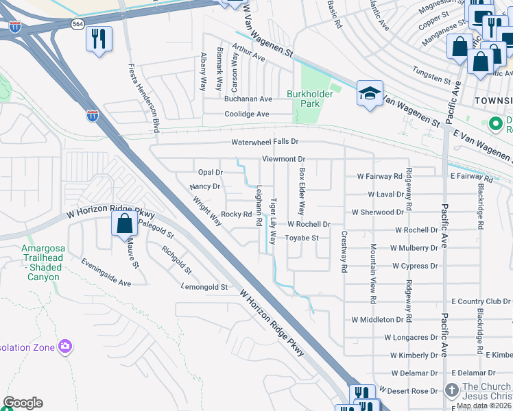 map of restaurants, bars, coffee shops, grocery stores, and more near 435 Leighann Road in Henderson