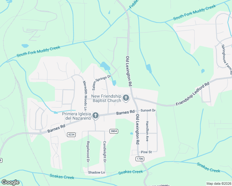 map of restaurants, bars, coffee shops, grocery stores, and more near 4248 Friendship Church Road in Winston-Salem