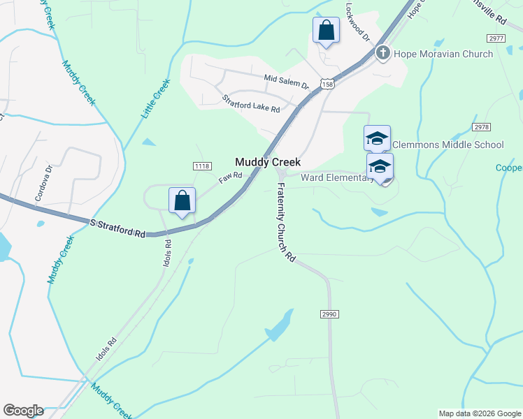 map of restaurants, bars, coffee shops, grocery stores, and more near 2906 Canter Lane in Winston-Salem