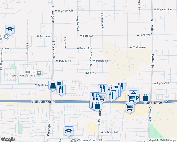 map of restaurants, bars, coffee shops, grocery stores, and more near 8930 South Tomsik Street in Las Vegas