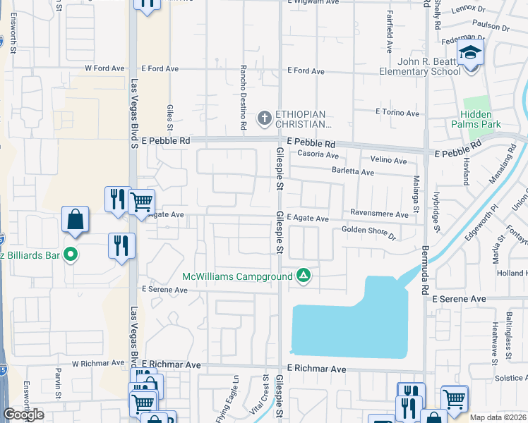 map of restaurants, bars, coffee shops, grocery stores, and more near 183 Apache Tear Court in Las Vegas