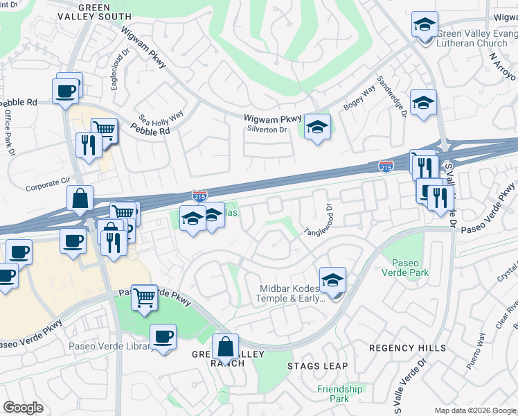map of restaurants, bars, coffee shops, grocery stores, and more near 2000 Saddle Ridge Avenue in Henderson
