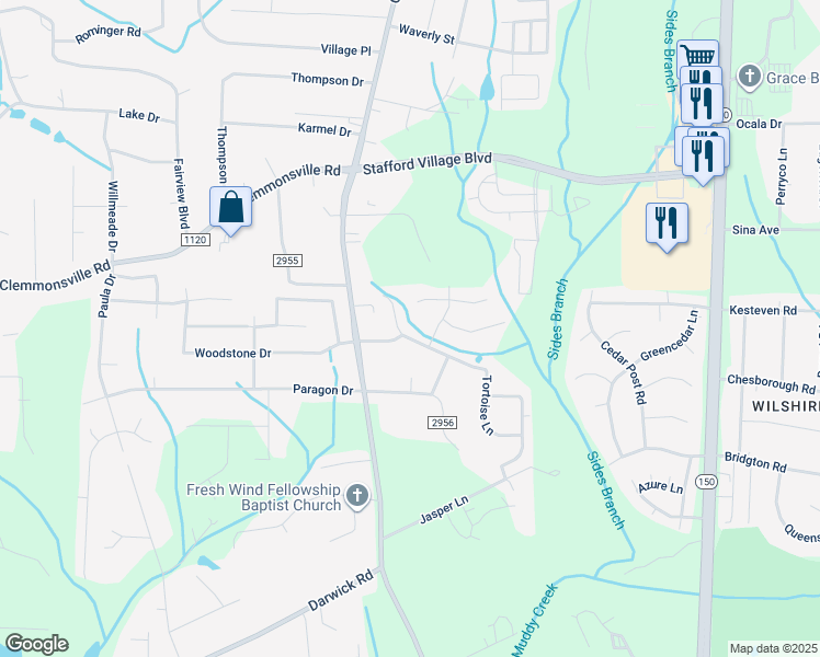 map of restaurants, bars, coffee shops, grocery stores, and more near 141 Tortoise Lane in Winston-Salem