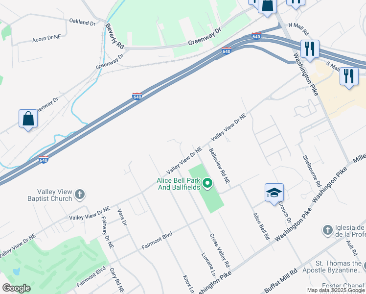map of restaurants, bars, coffee shops, grocery stores, and more near 2911 La Villas Drive in Knoxville