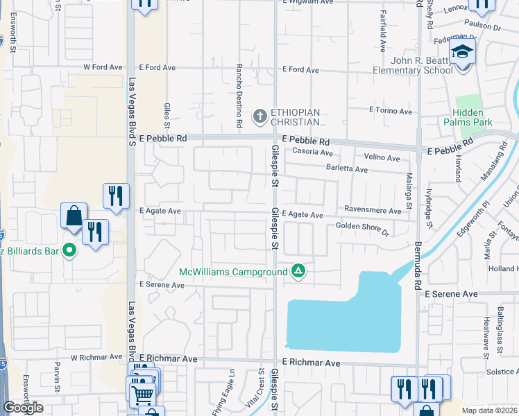map of restaurants, bars, coffee shops, grocery stores, and more near 183 Apache Tear Court in Las Vegas