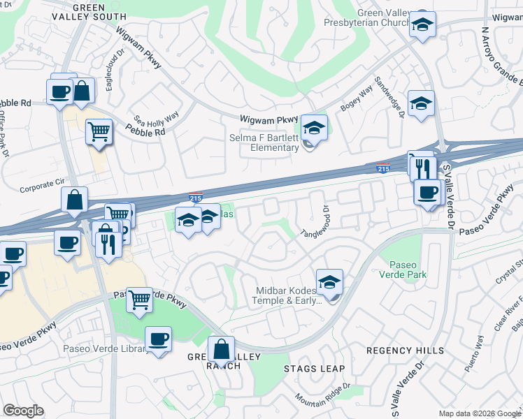 map of restaurants, bars, coffee shops, grocery stores, and more near 2000 Saddle Ridge Avenue in Henderson
