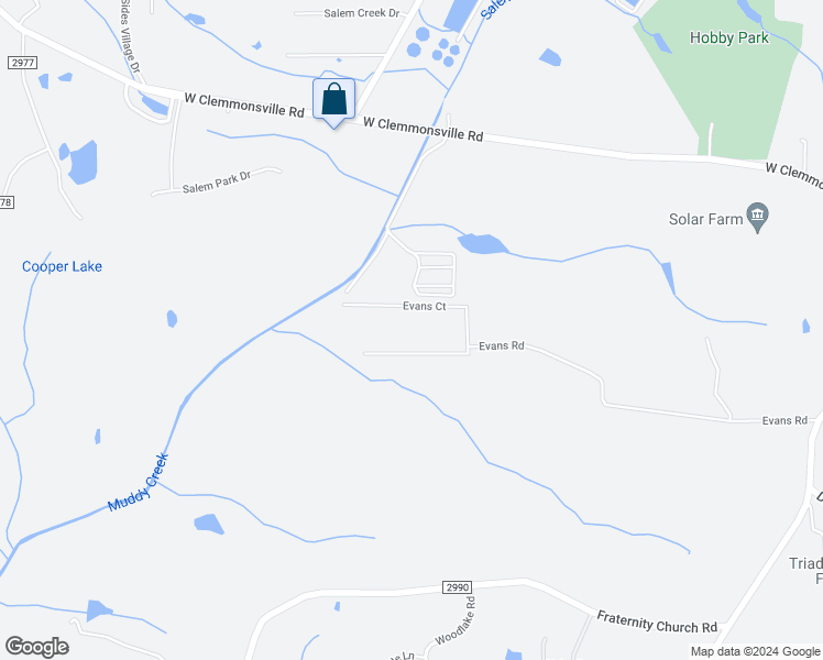 map of restaurants, bars, coffee shops, grocery stores, and more near 160 Evans Court in Winston-Salem