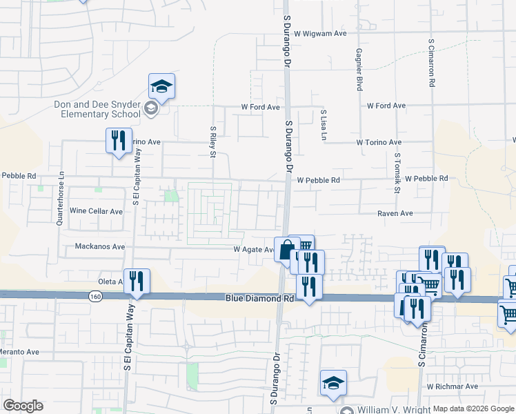 map of restaurants, bars, coffee shops, grocery stores, and more near 8985 South Durango Drive in Las Vegas