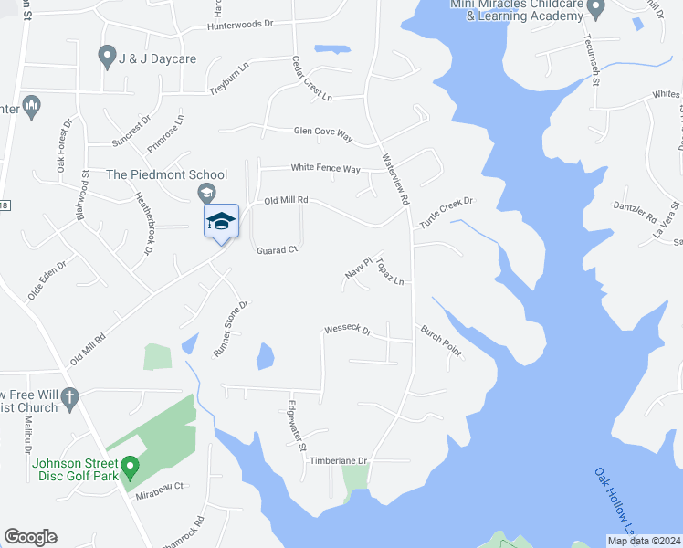 map of restaurants, bars, coffee shops, grocery stores, and more near 3955 Navy Place in High Point