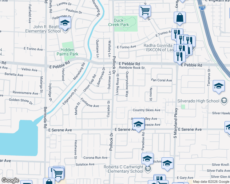 map of restaurants, bars, coffee shops, grocery stores, and more near 9109 Living Rose Street in Las Vegas