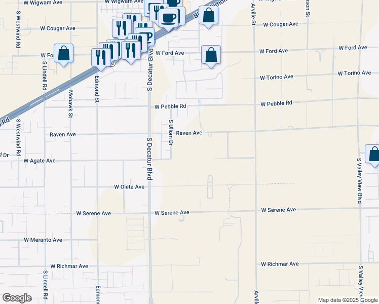 map of restaurants, bars, coffee shops, grocery stores, and more near 4740 West Agate Avenue in Las Vegas