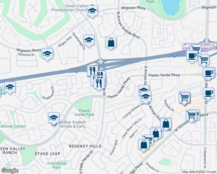 map of restaurants, bars, coffee shops, grocery stores, and more near 1785 Lily Pond Circle in Henderson