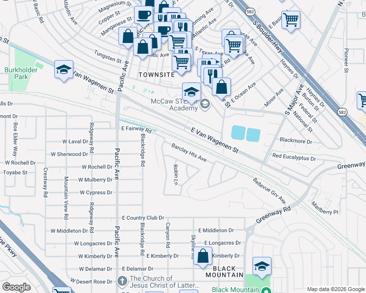 map of restaurants, bars, coffee shops, grocery stores, and more near 116 Barclay Heights Avenue in Henderson