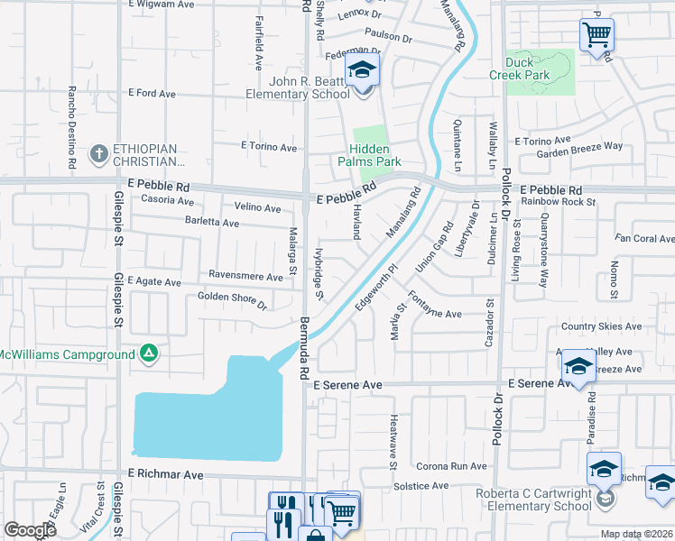 map of restaurants, bars, coffee shops, grocery stores, and more near 422 Kirkstone Way in Las Vegas