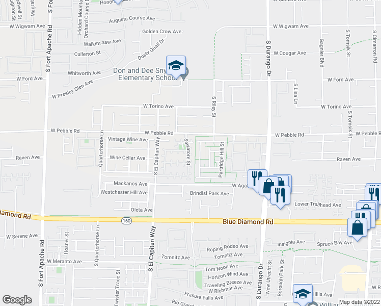 map of restaurants, bars, coffee shops, grocery stores, and more near 8889 South Carradori Avenue in Las Vegas