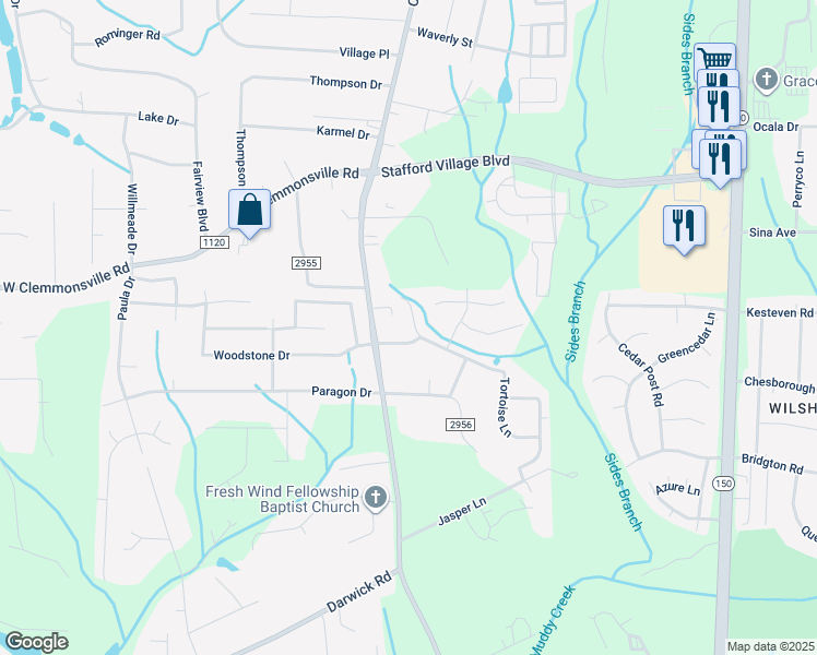 map of restaurants, bars, coffee shops, grocery stores, and more near 132 Tortoise Lane in Winston-Salem