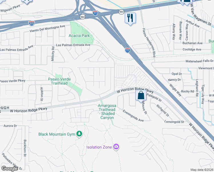 map of restaurants, bars, coffee shops, grocery stores, and more near 194 Carlsbad Caverns Street in Henderson