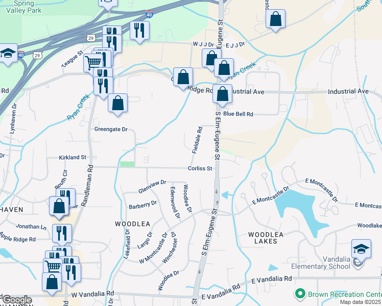 map of restaurants, bars, coffee shops, grocery stores, and more near 3120 Fieldale Road in Greensboro
